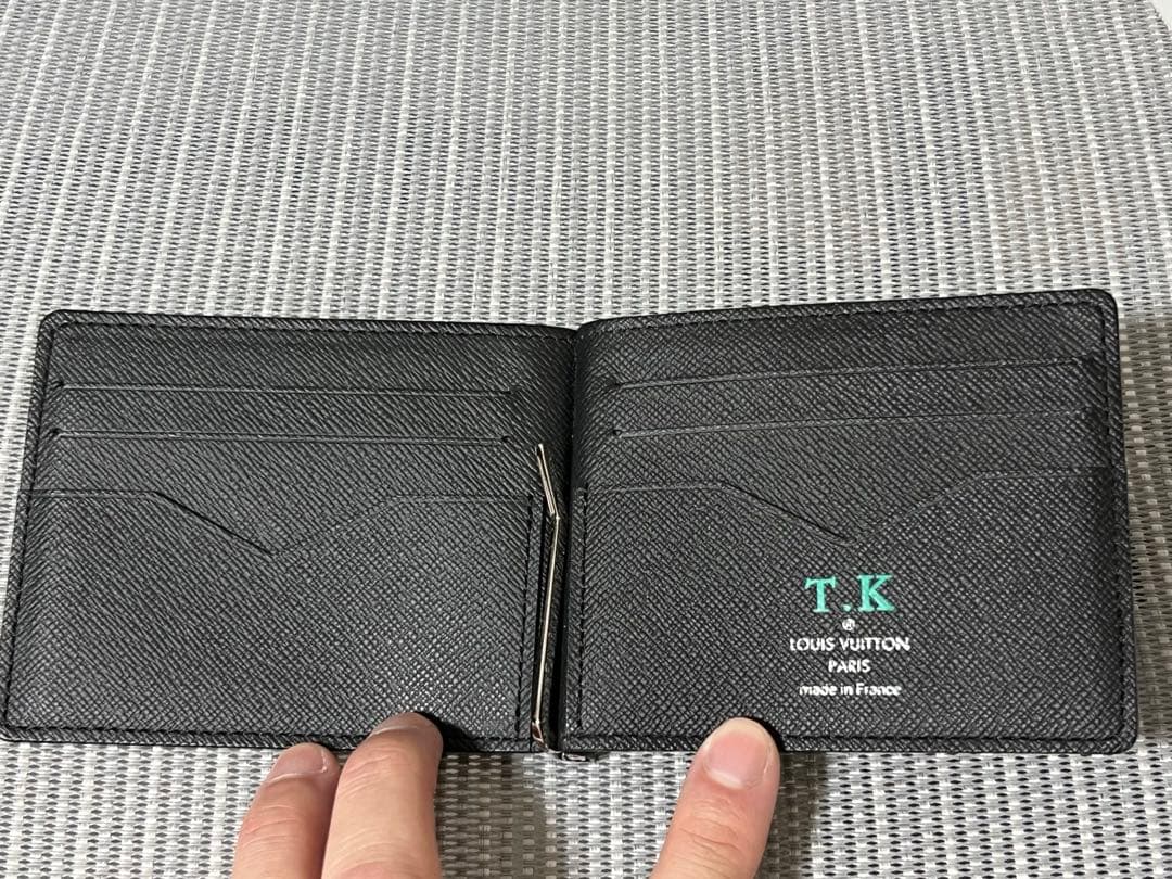 【美品】ルイヴィトン マネークリップ タイガ M62978 黒 ミニ財布