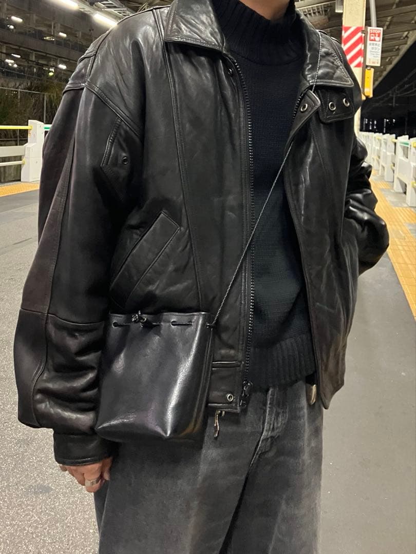 leather jacket 90s レザージャケット　短丈