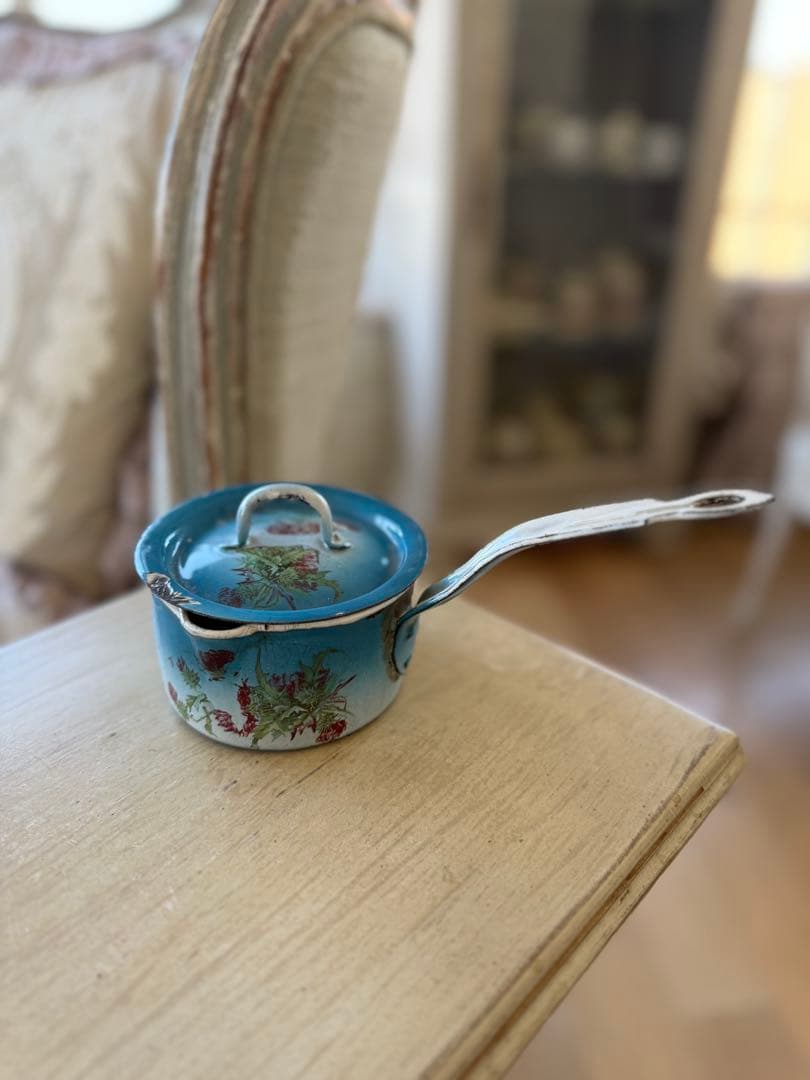 フランスアンティークホーローJapy社ウェディングセット スキマーパエリア片手鍋