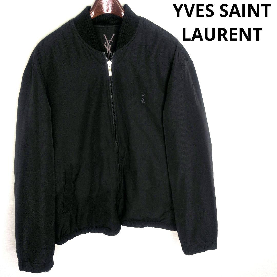 90s イヴサンローラン 刺繍 ナイロンジャケット ブラック L