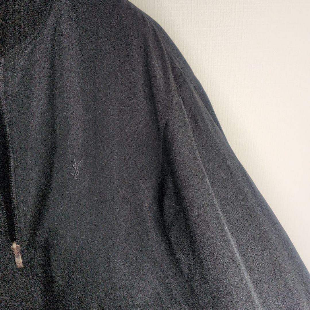 90s イヴサンローラン 刺繍 ナイロンジャケット ブラック L