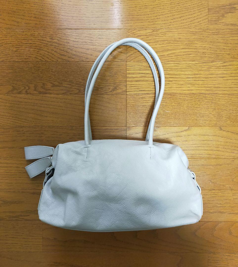 イアパピヨネ　ロングハンドル　ボストンバッグ　ブルーグレー