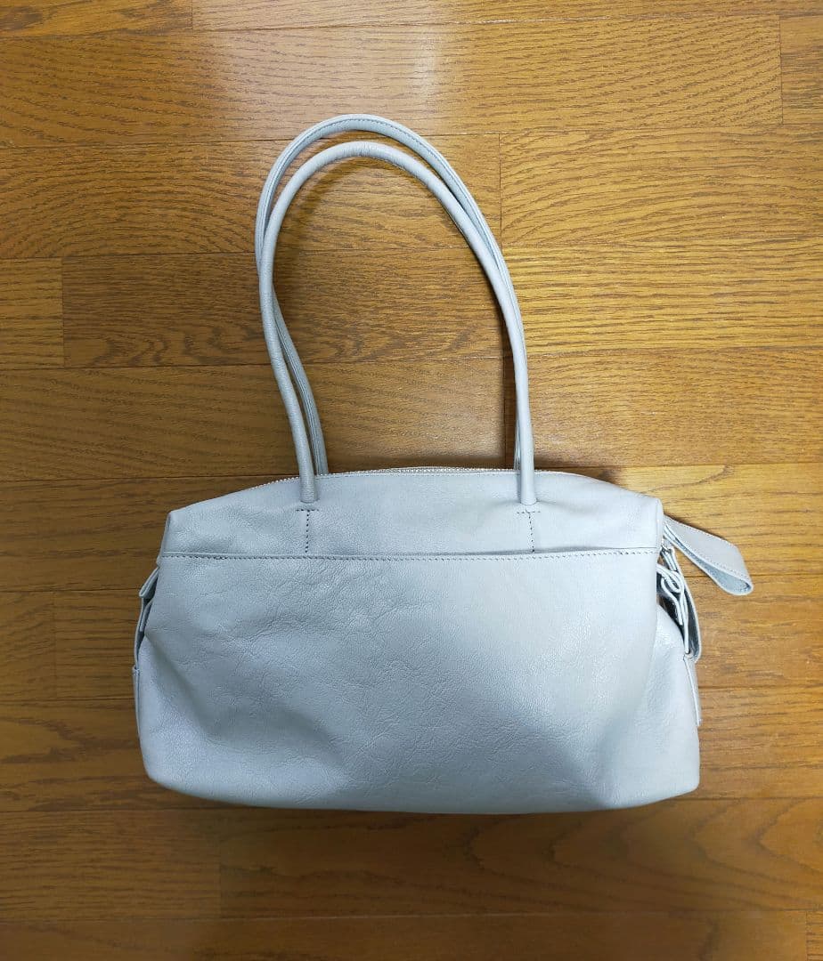 イアパピヨネ　ロングハンドル　ボストンバッグ　ブルーグレー