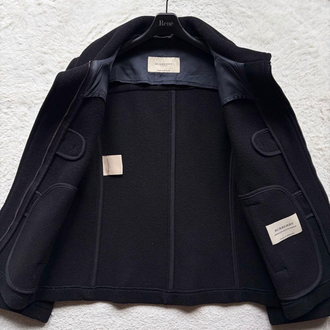 【美品】バーバリーロンドン ダッフルコート ヘリンボーン 黒 XL 近年モデル