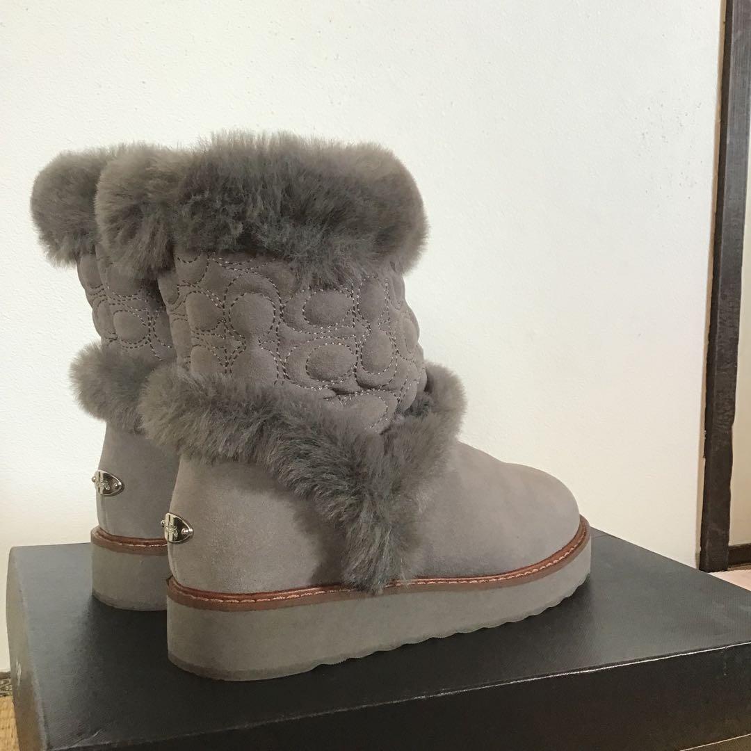 COACH ムートンブーツ 24cm グレー ほぼ未使用