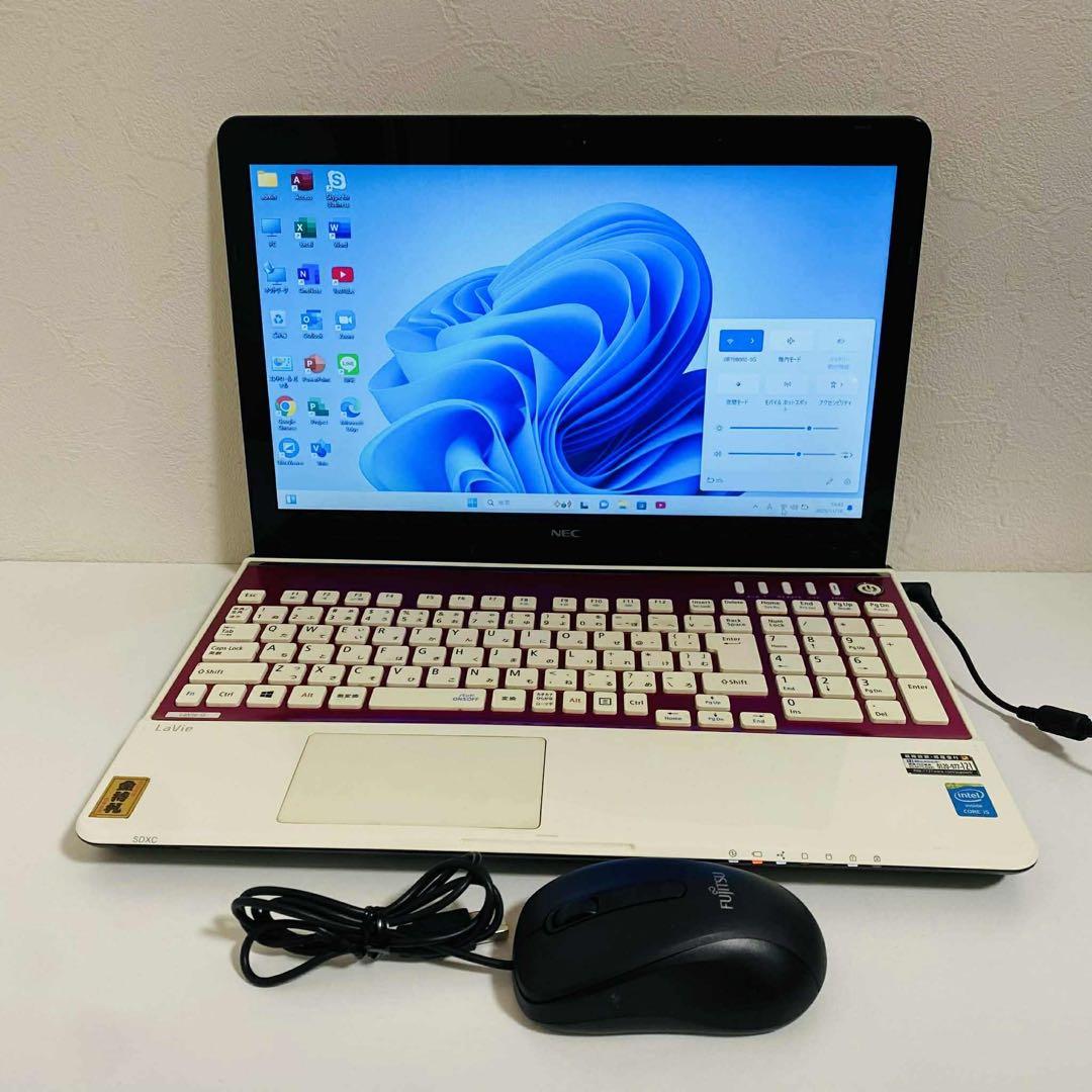 Y974 NECノートパソコンi5高速SSDサクサクWindows11オフィス付