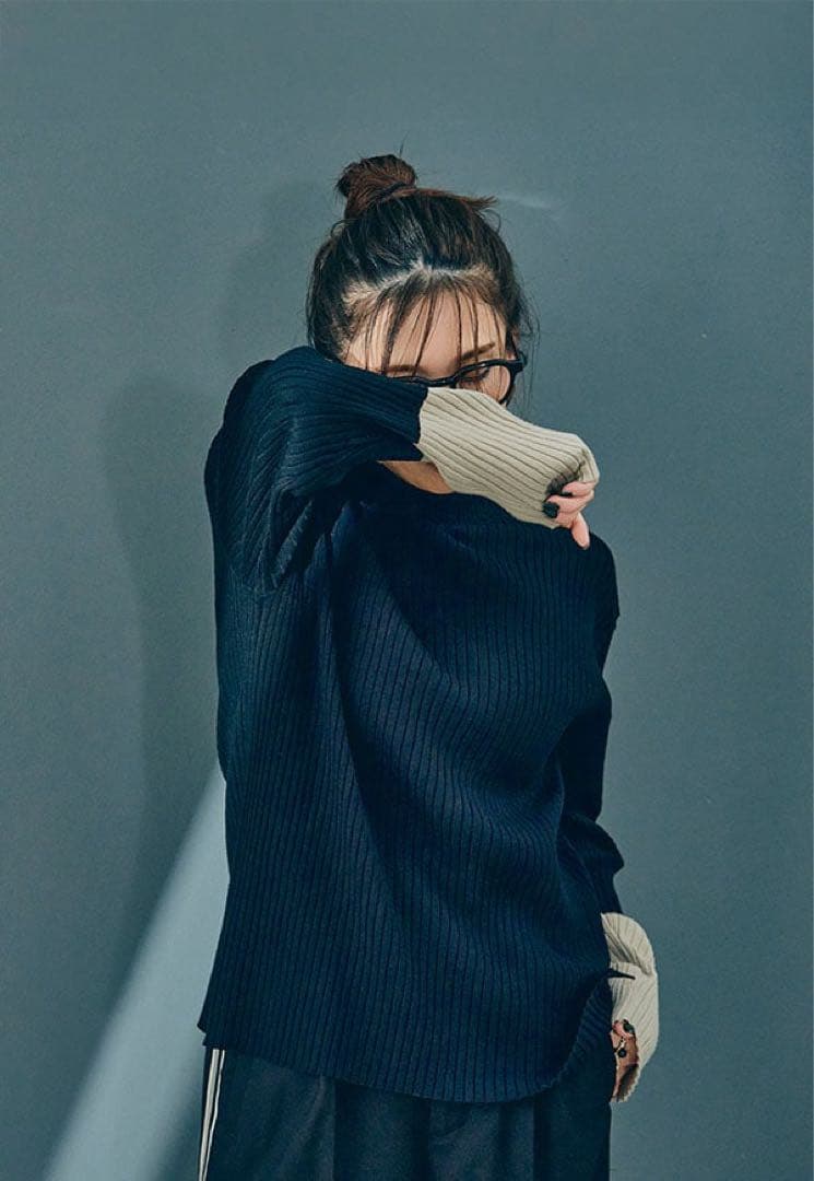 ANIECA 現行 Bicolor Rib Knit/バイカラー リブ ニット