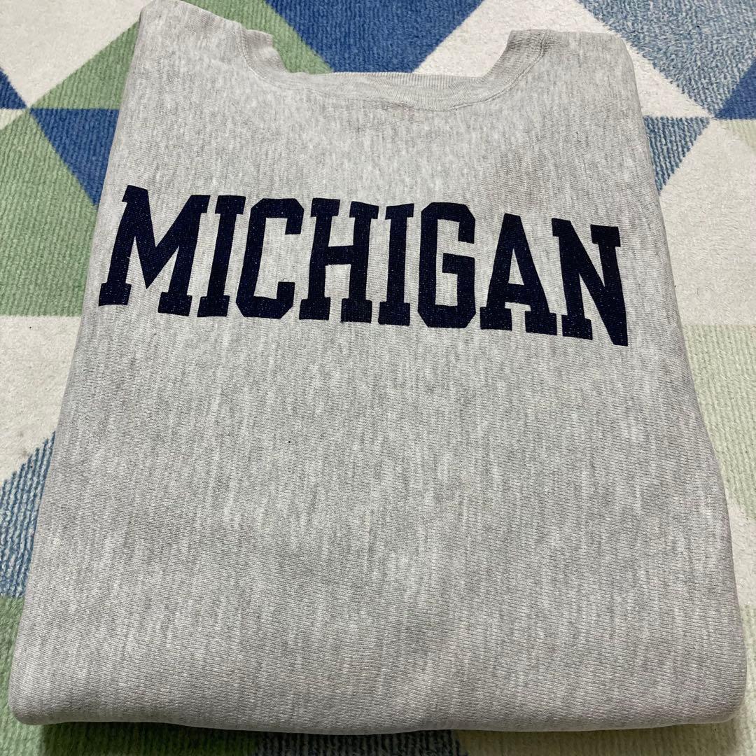 90s Championミシガン染み込み リバースウィーブ刺繍タグUSA製XXL