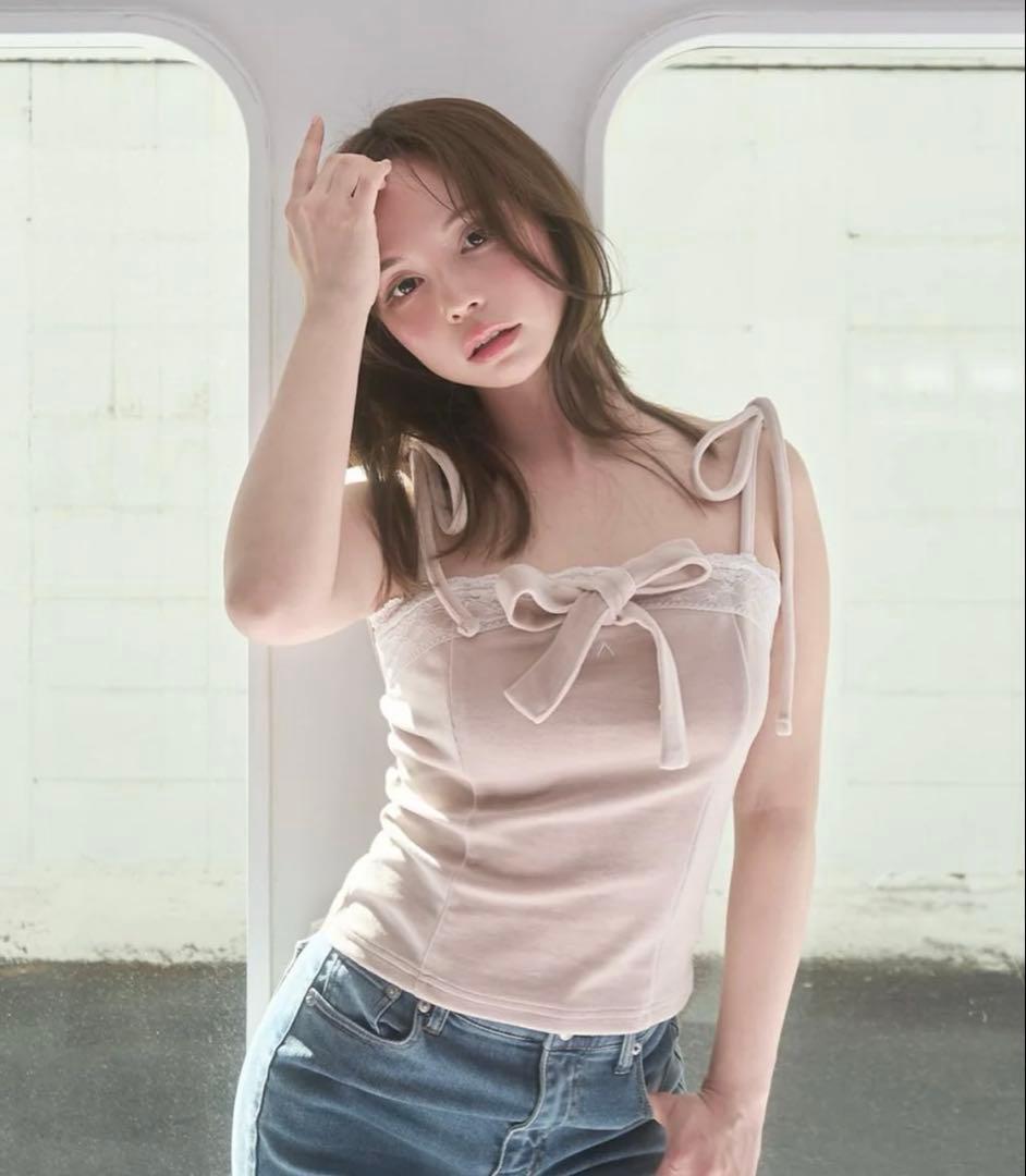 新品andmary Jemma ribbon camisole beige