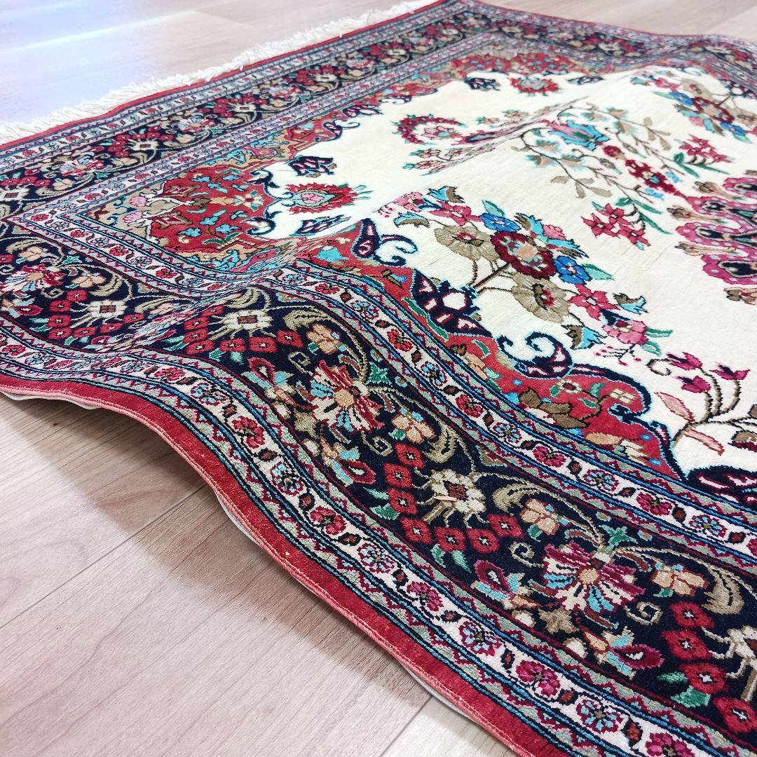 専用Y3007 高級ペルシャ絨毯 クム産 シルク 手織81万ノット147×98㎝