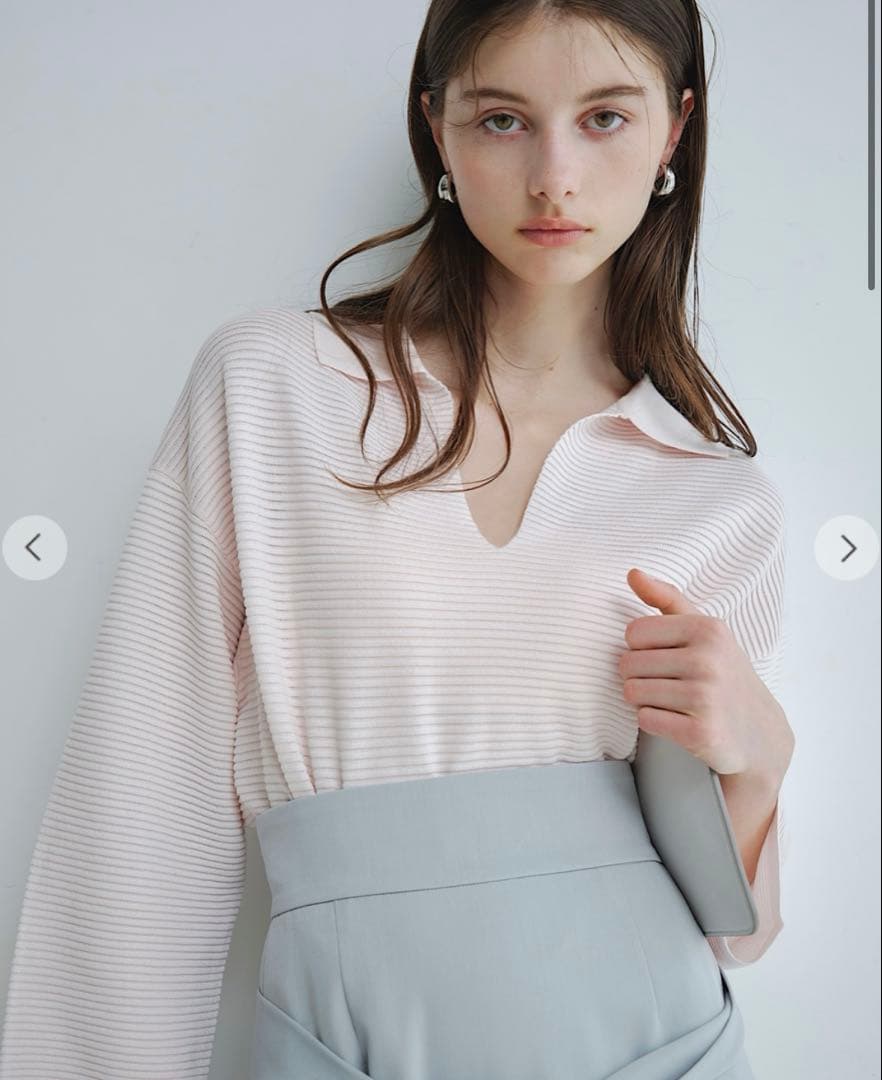 Aimeine エメイン タック編みポロニット ピンク 00サイズ