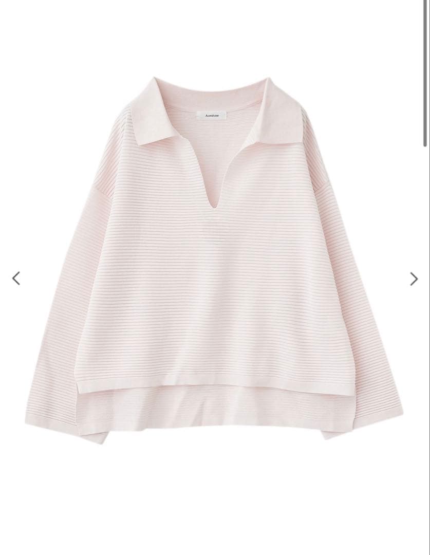 Aimeine エメイン タック編みポロニット ピンク 00サイズ
