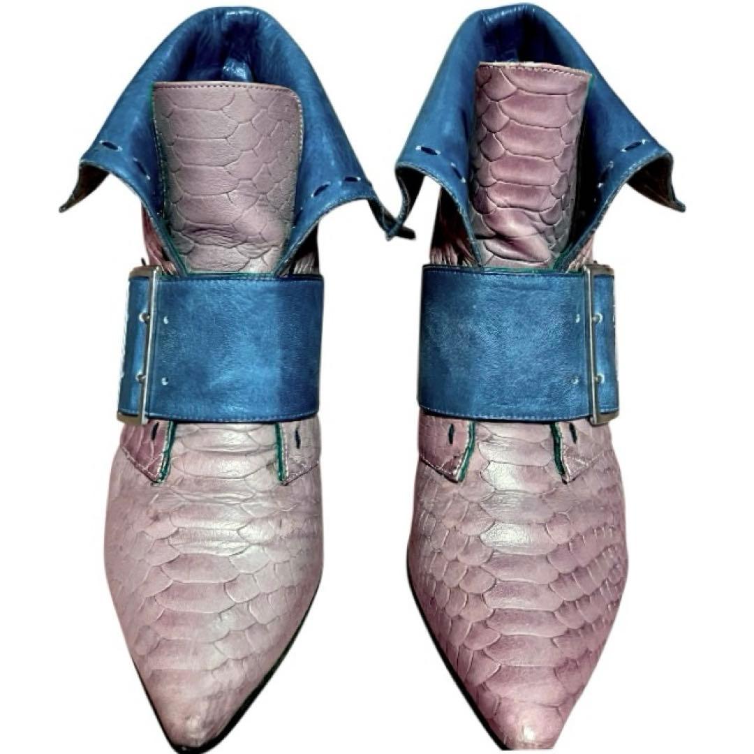 希少✨John Fluevog パイソン型押　アンクルブーツ　8.5 ギャルソン