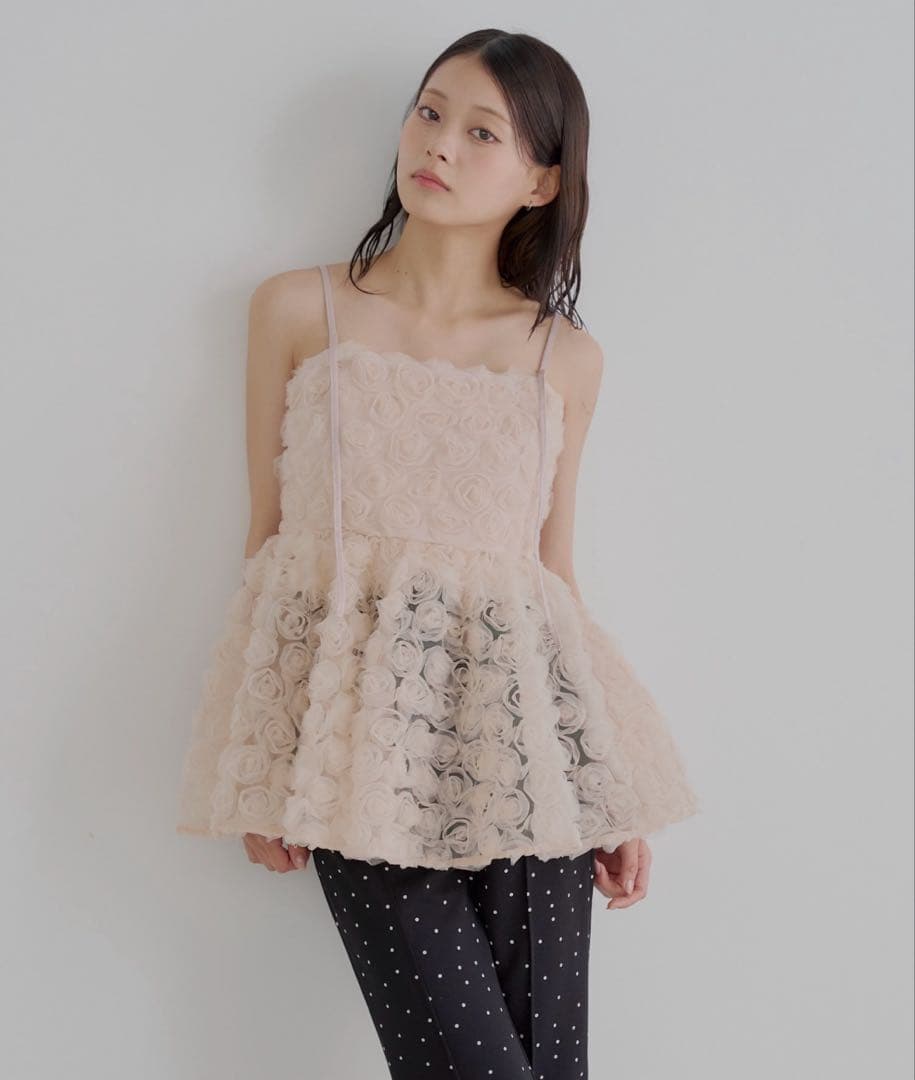 Chicoローズチュールペプラムブラウス