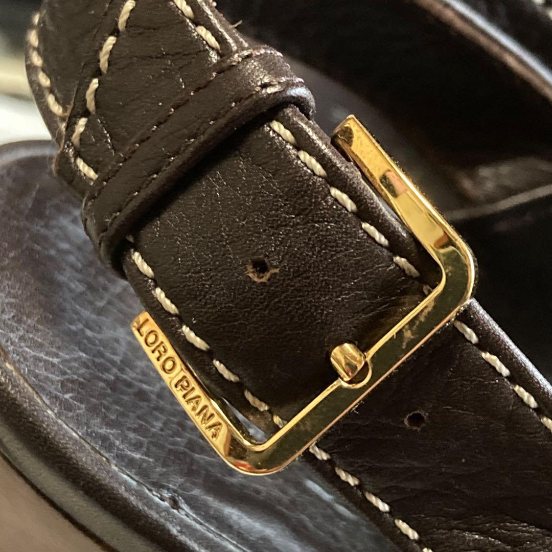 ロロピアーナ　レザー ストラップサンダル　35　22cm相当　ブラウン系