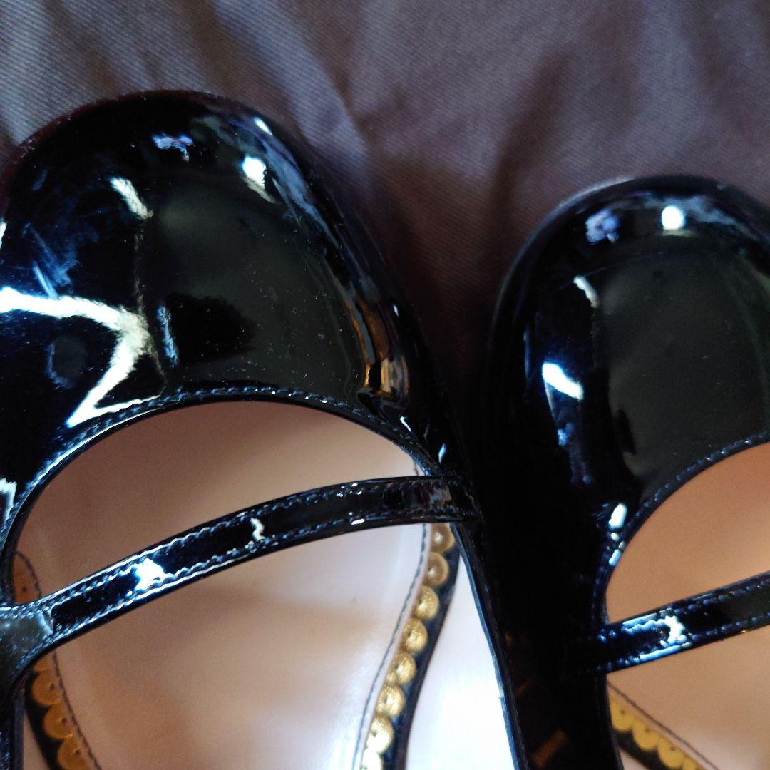 箱付美品　グッチGUCCI パテントレザーエナメル　GGパールパンプス　36.5