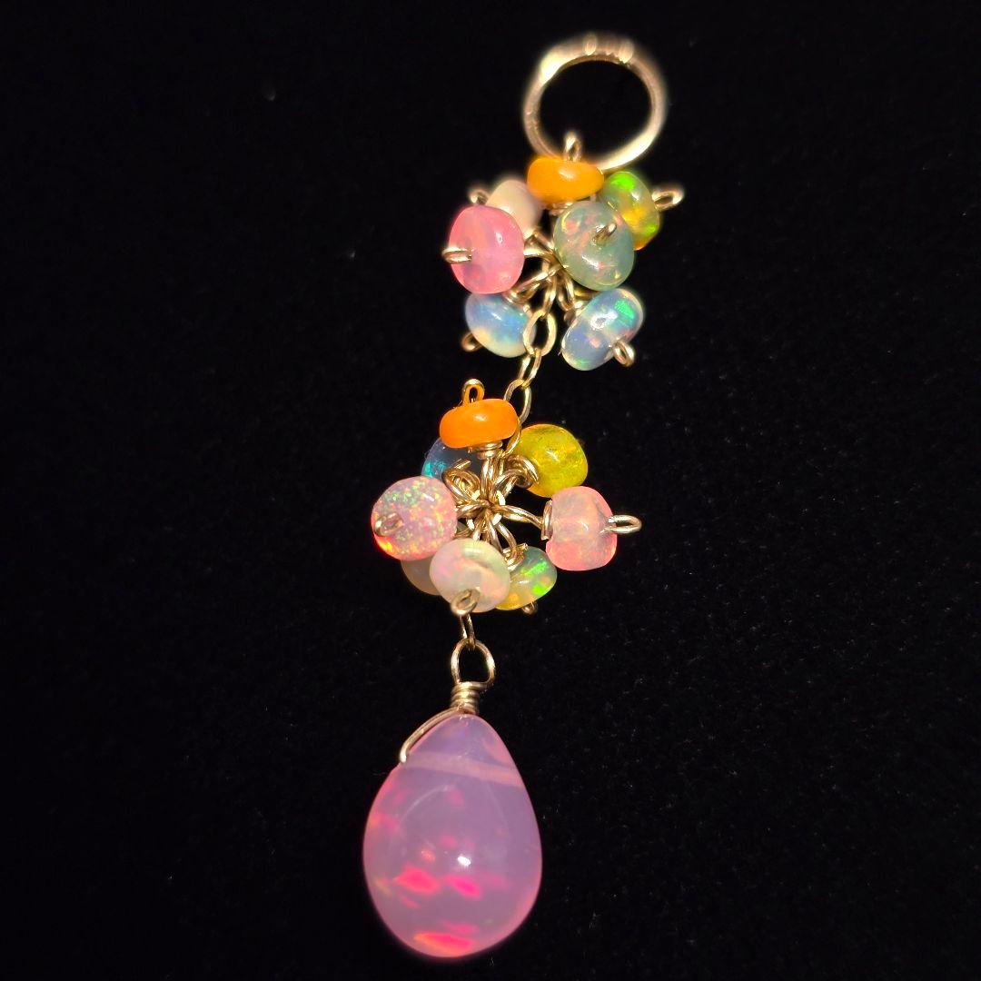 14kgf 遊色抜群カラーグラデーションオパールピアスAタイプvegagift