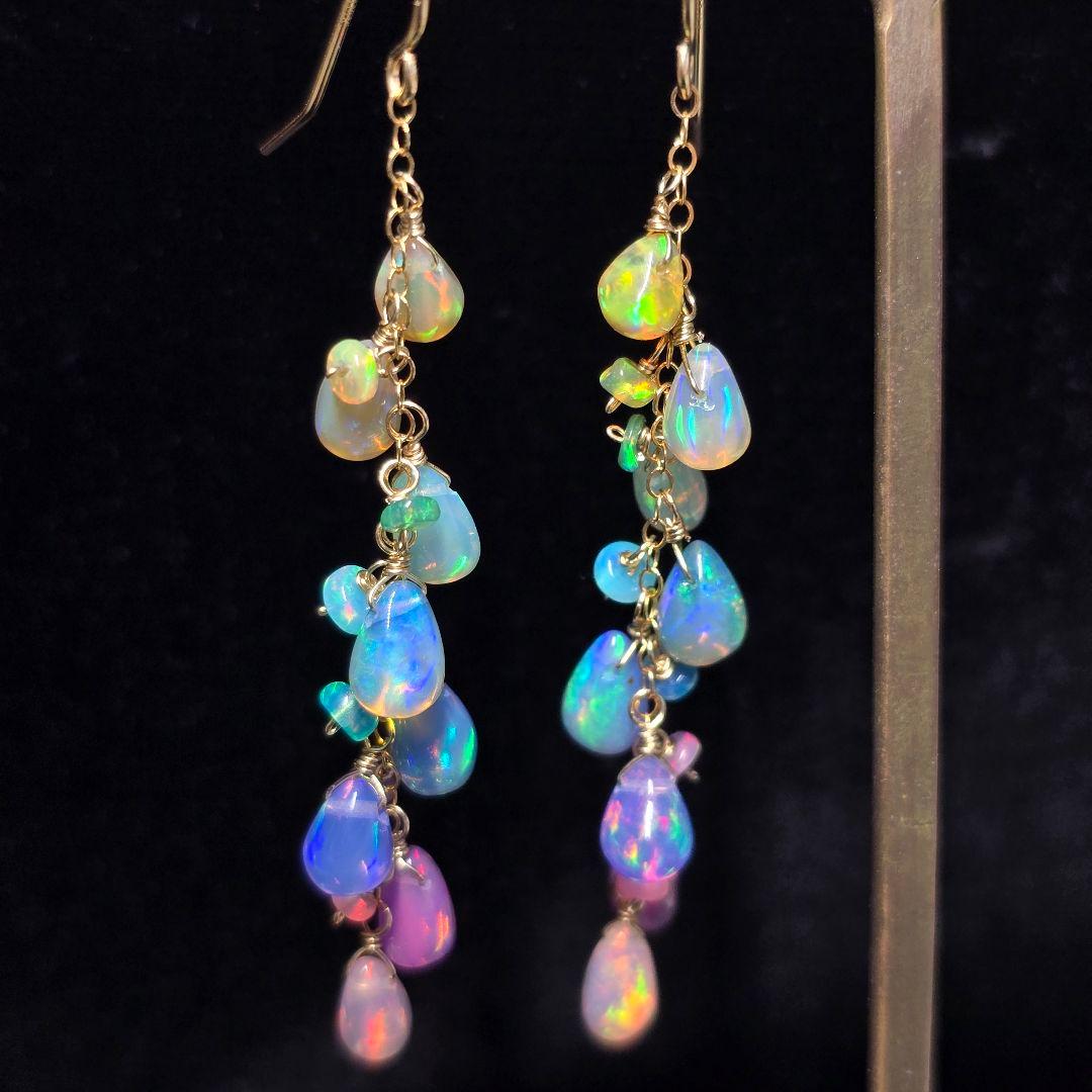 14kgf 遊色抜群カラーグラデーションオパールピアスAタイプvegagift