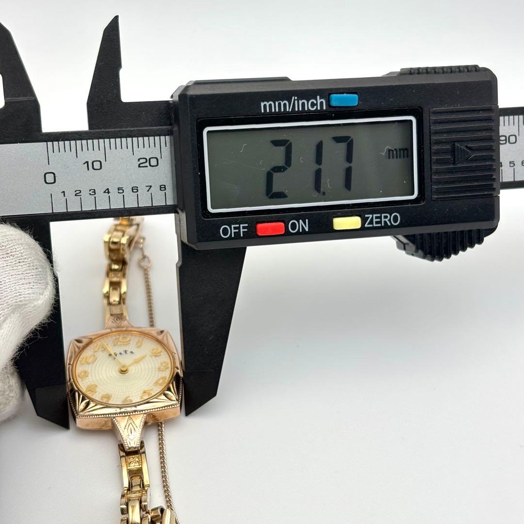 【希少】agete アガット 腕時計 ラウンド スクエア ゴールド ブレスレット