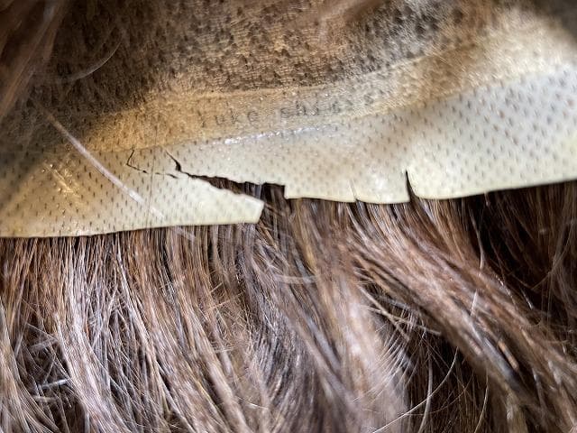 フルウィッグ　高級人毛100％　ロング　ブラウン　医療用　傷みがあります。