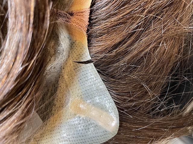 フルウィッグ　高級人毛100％　ロング　ブラウン　医療用　傷みがあります。