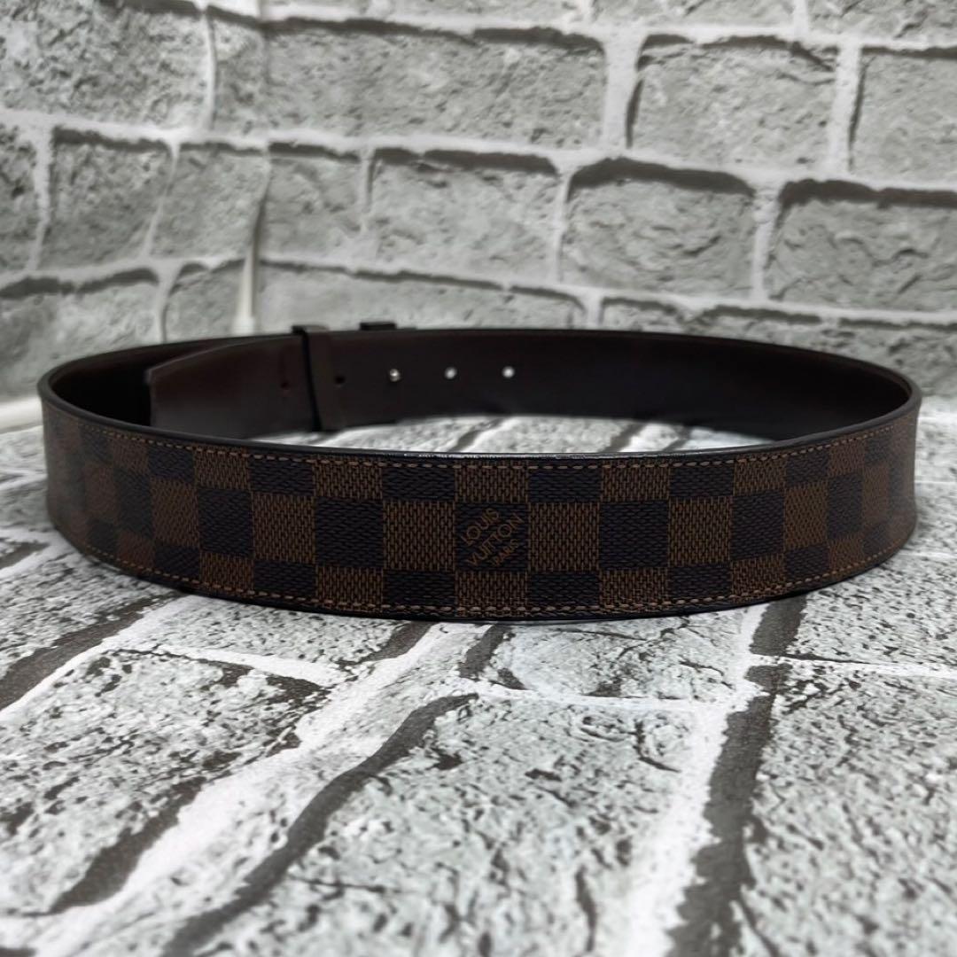 ルイヴィトン ベルト ダミエ エベヌ イニシャル LVロゴ レザー 90サイズ