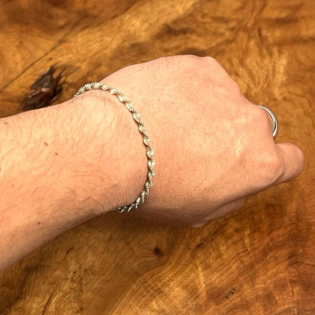 イタリア ヴィンテージ シルバー スパイラル チェーン ブレスレット925