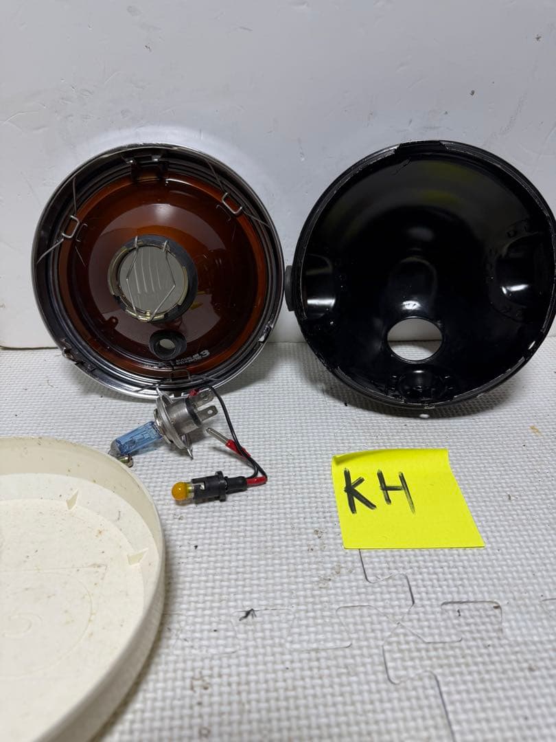 当時物希少シビエ凹みレンズ付きヘッドライト　KH250純正ライトケース付き