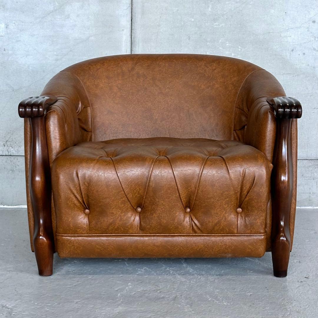 ★マルニ木工★ベルサイユ｜マキシマムシリーズ 1Pソファ｜PVCレザー ロゴ無①