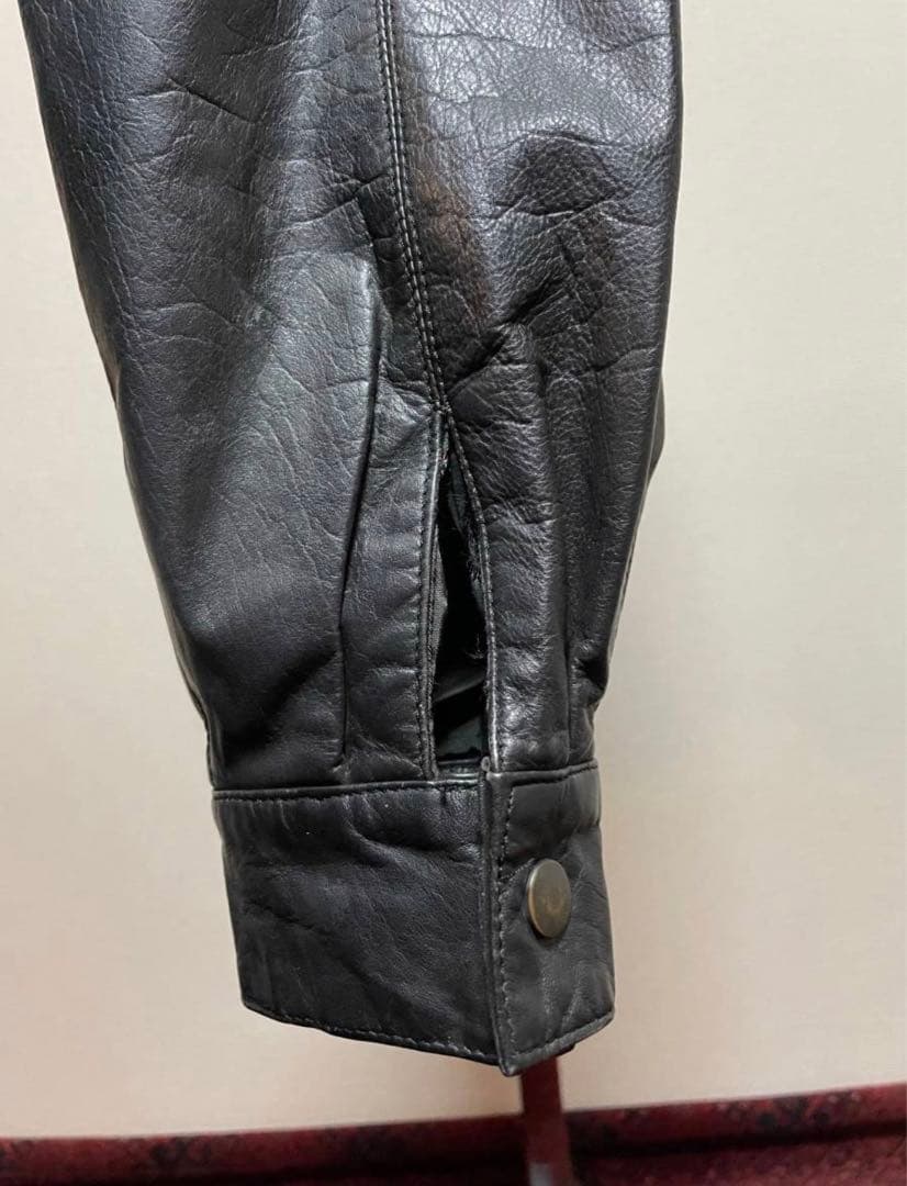 レザージャケット 短丈 スタンドネック90s 00s 古着 レア