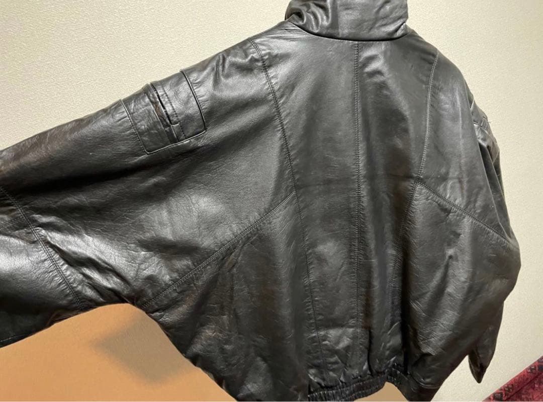 レザージャケット 短丈 スタンドネック90s 00s 古着 レア