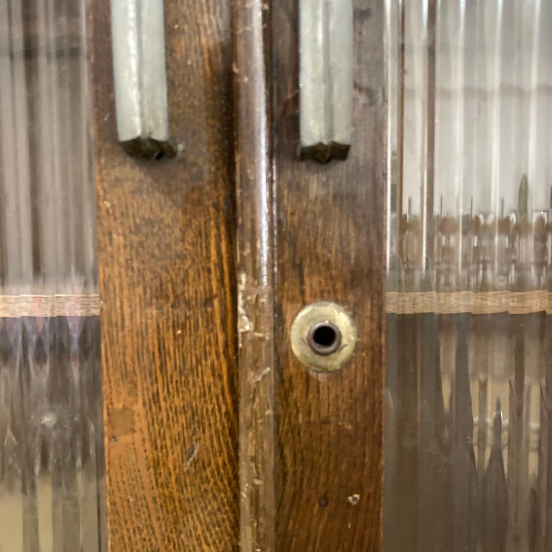 昭和レトロ　木製ガラス扉付き本棚