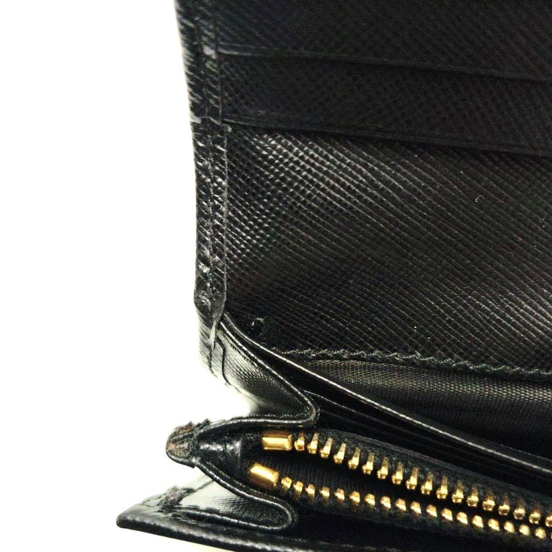 【T】美品　PRADA　プラダ　サファイアーノ　ブラック　長財布