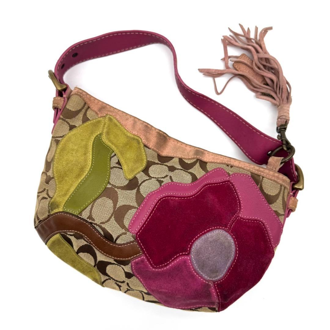 バッグ Vintage COACH Flower Patch Work Mini Bag