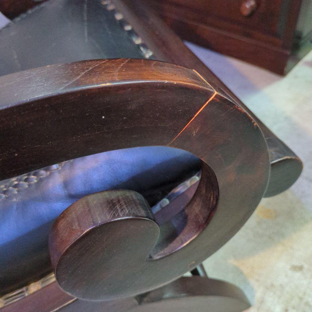 本革 英国調 パーソナルチェア アーム イギリス風 レザー 鋲打　ヴィンテージ