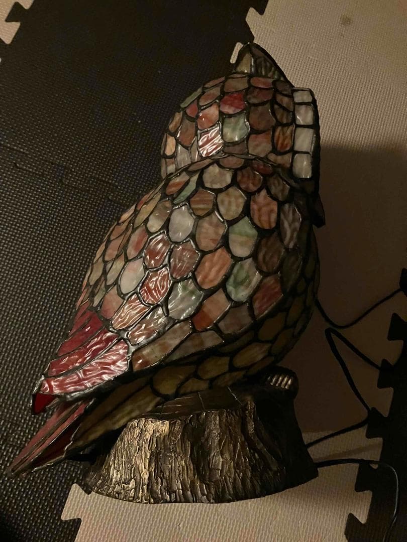 フクロウ　ステンドグラス　ランプ　ナイトランプ
