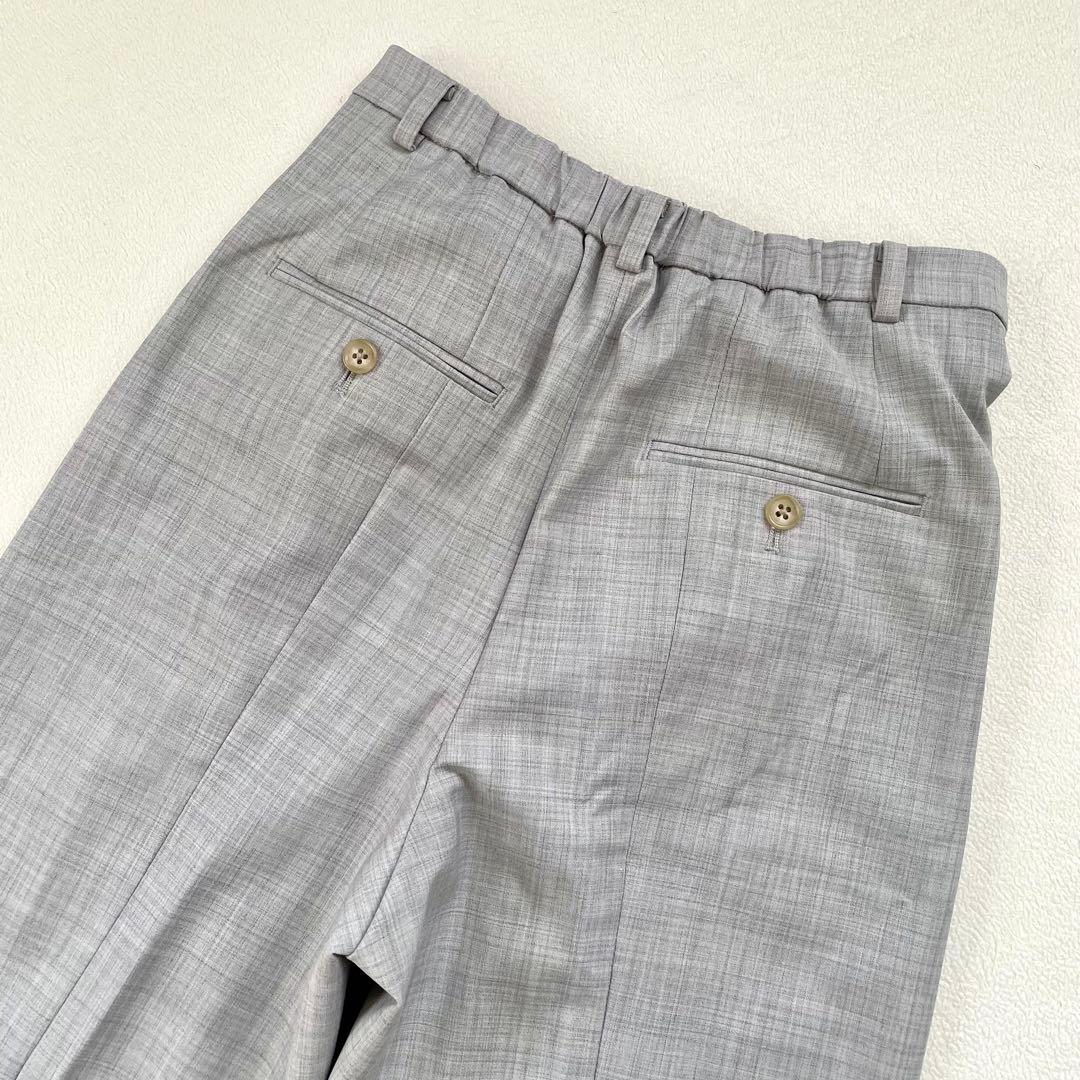 美品✨プラステ ノーカラー ワイドパンツ スーツ セットアップ ネイビー グレー