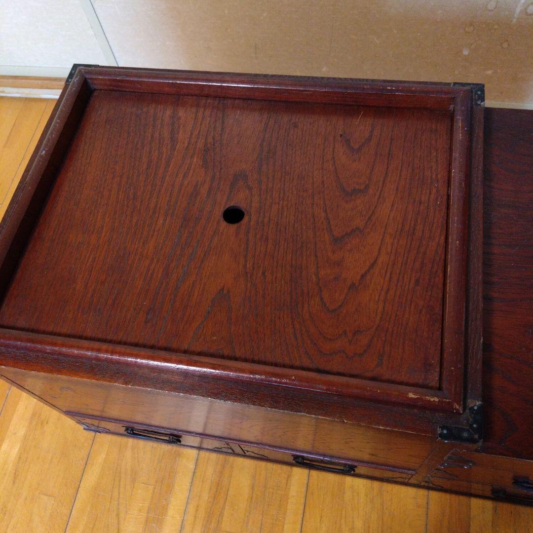 昭和レトロなアンティーク　　木製長火鉢　引き出し付