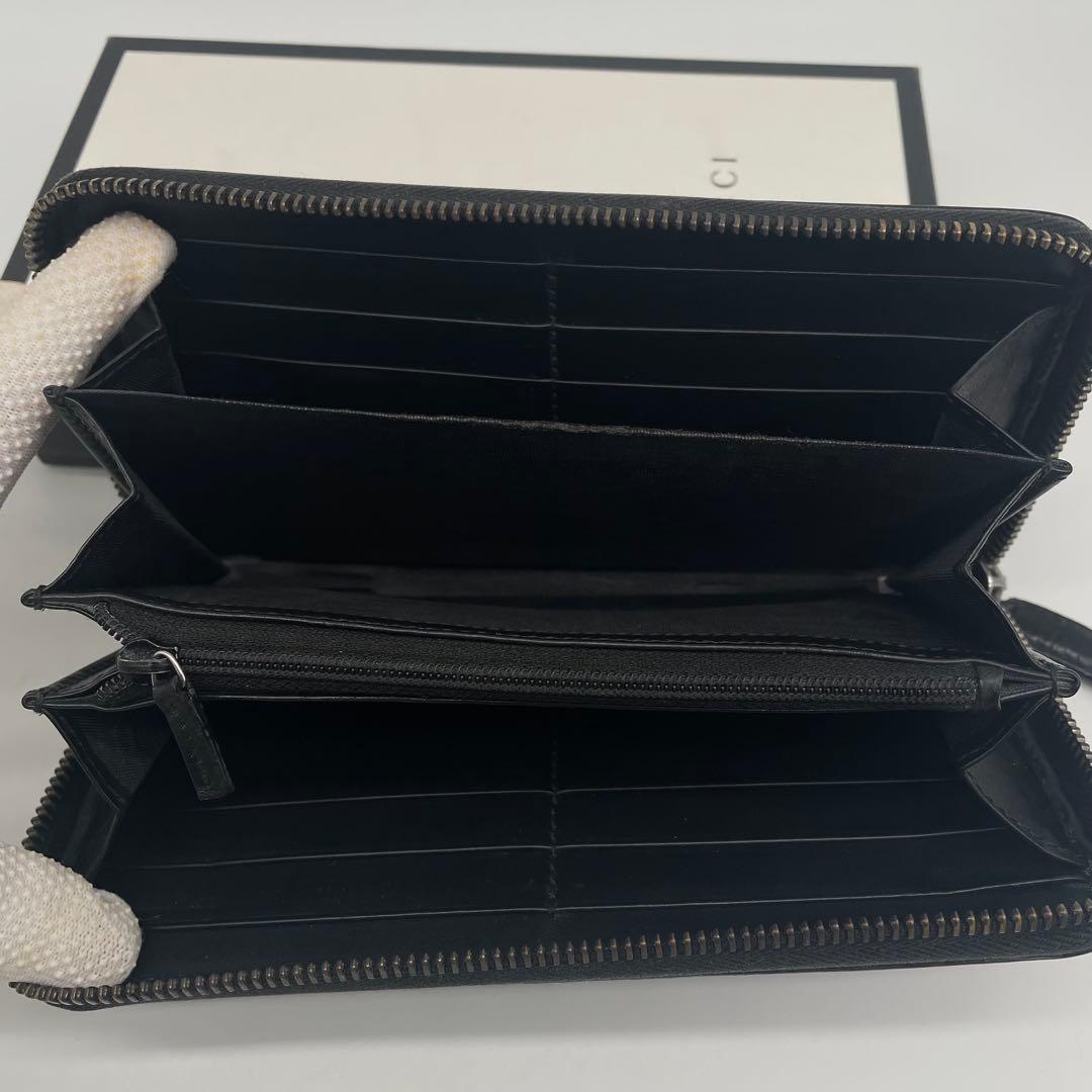 極美品 付属品完備 ✨ GUCCI GG シマ 長財布 ラウンドジップ 黒