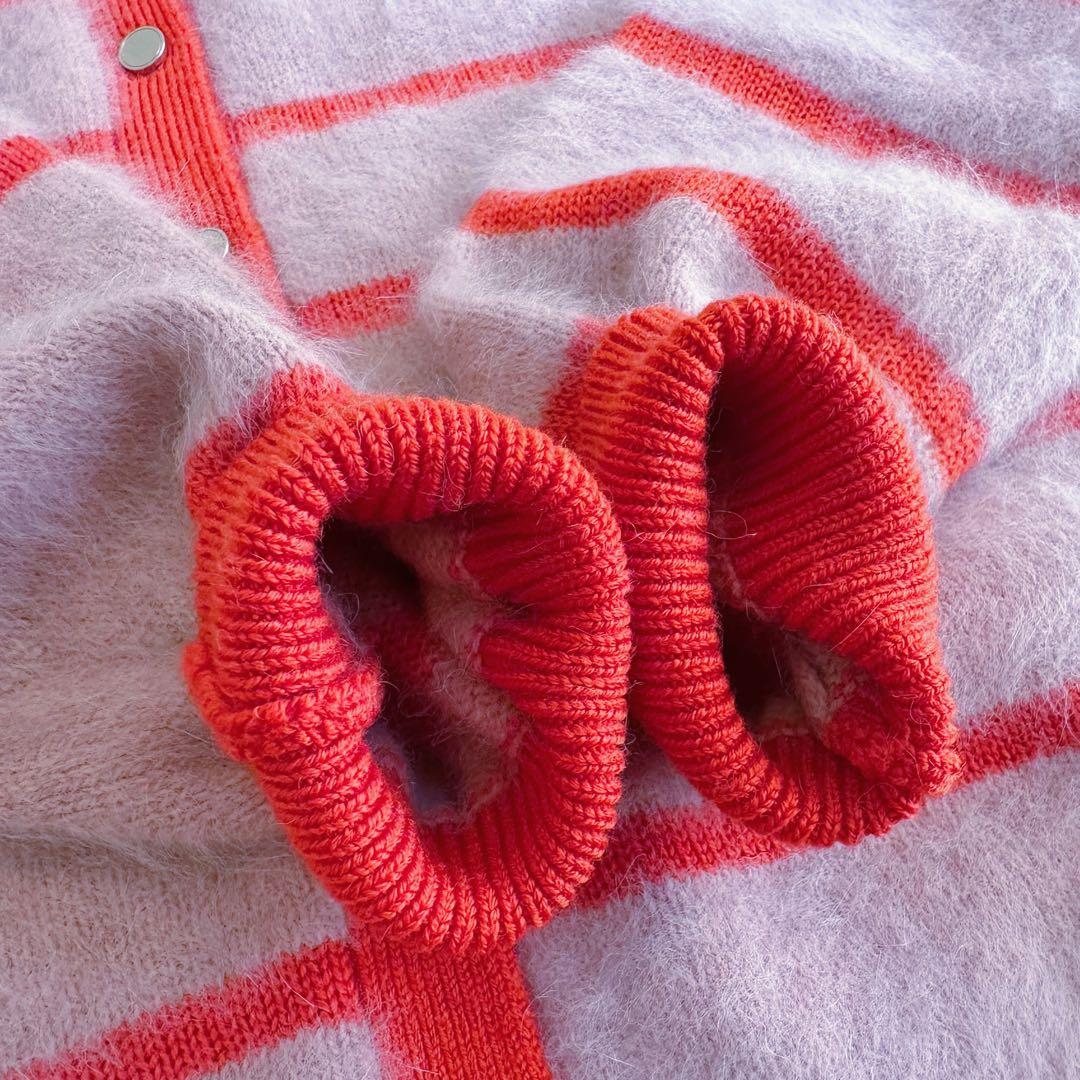 希少•美品【カシミヤmixウール／シャギーニット】アナイ／ボーダー柄カーディガン