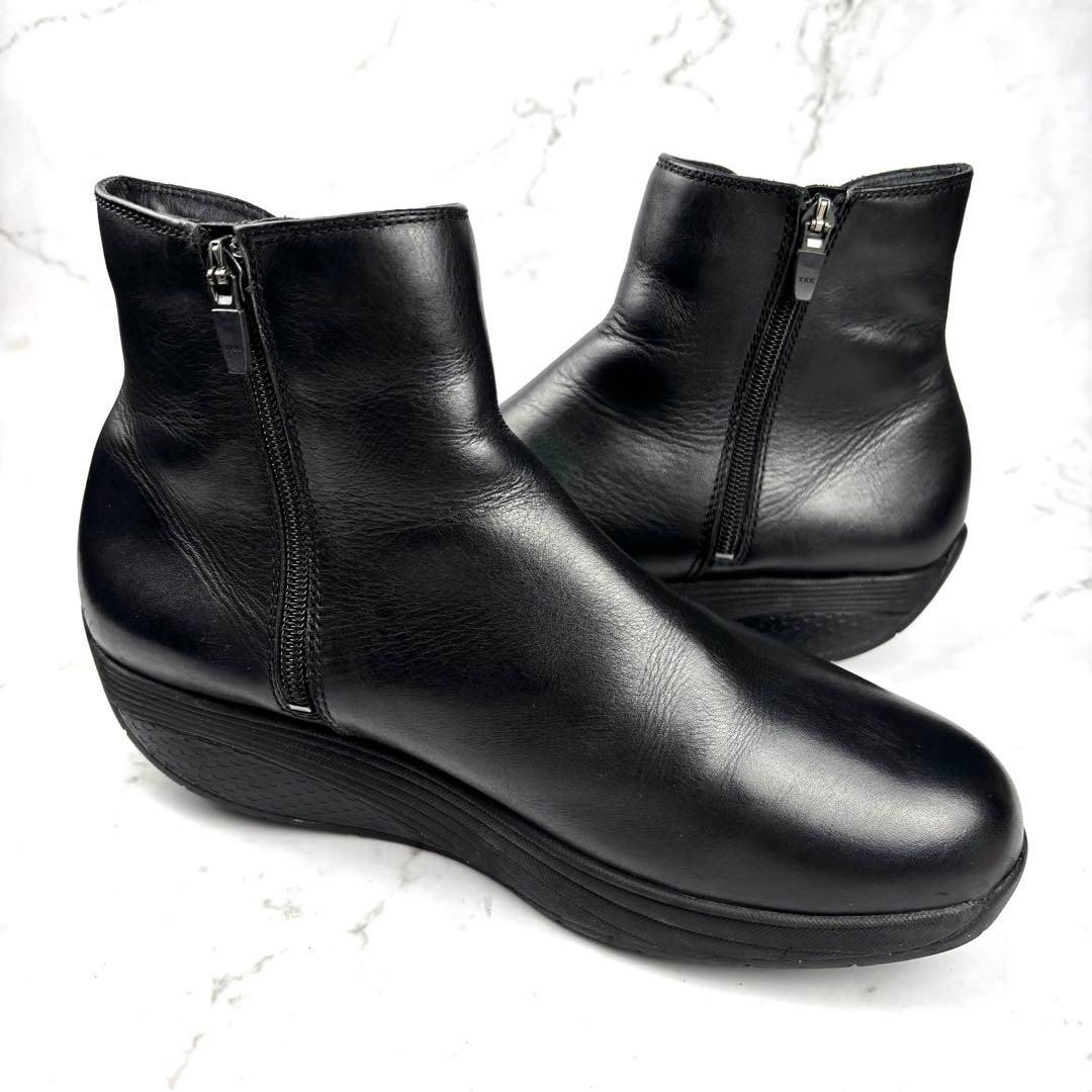 【美品】MBT サイドゴアブーツ レザー ブラック 厚底 ダイエットブーツ 本革