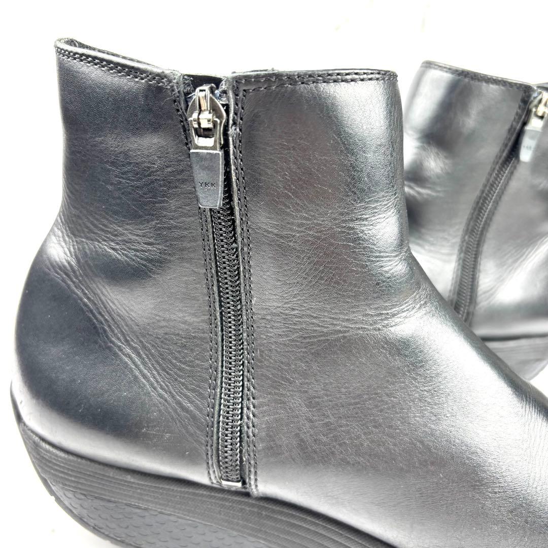 【美品】MBT サイドゴアブーツ レザー ブラック 厚底 ダイエットブーツ 本革