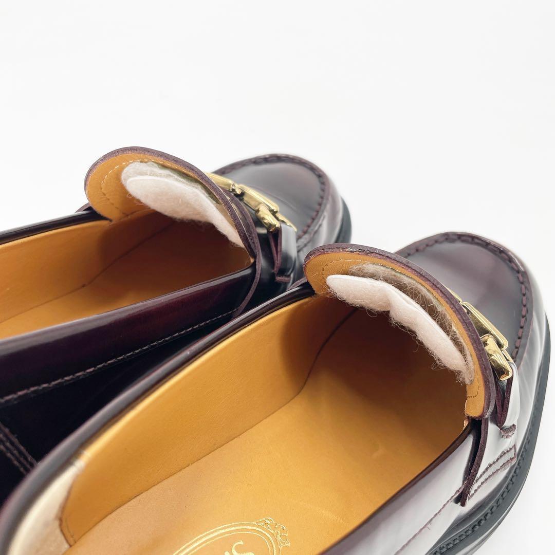 美品　トッズ　T金具　ローファー　革靴　ヒール　厚底　バーガンディ　レザー