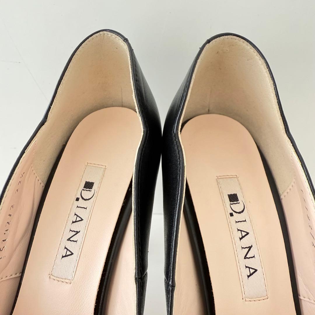 ☆未使用級　DIANA パンプス フラワーカット ポインテッド ダイアナ 黒