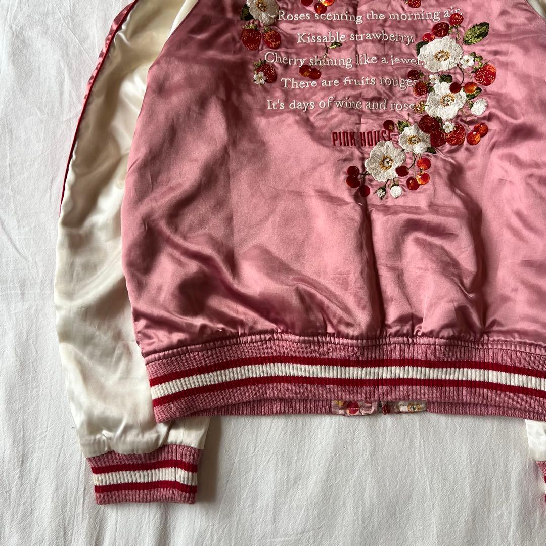 【希少】PINK HOUSE ピンクハウス スカジャン リバーシブル 花柄 刺繍