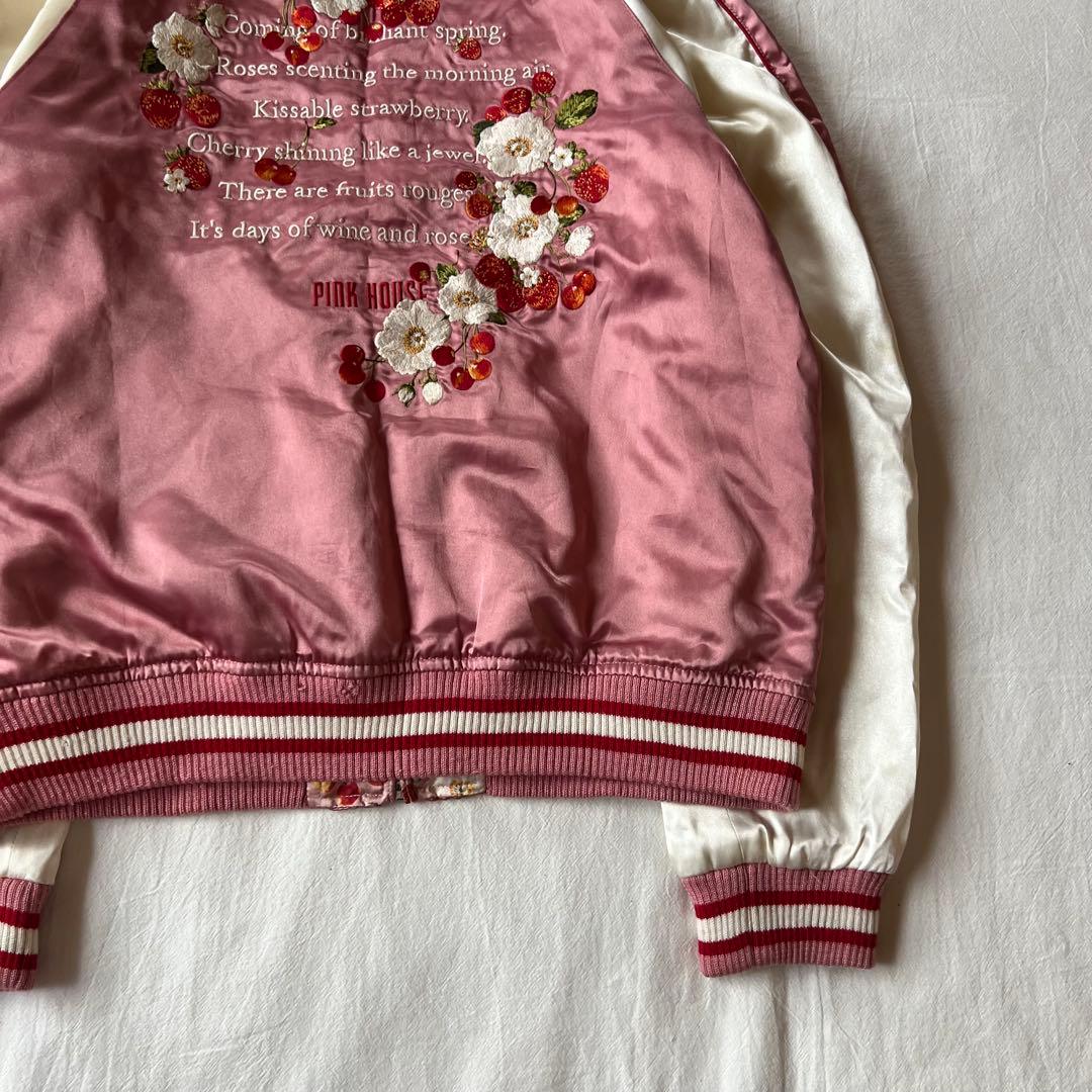 【希少】PINK HOUSE ピンクハウス スカジャン リバーシブル 花柄 刺繍