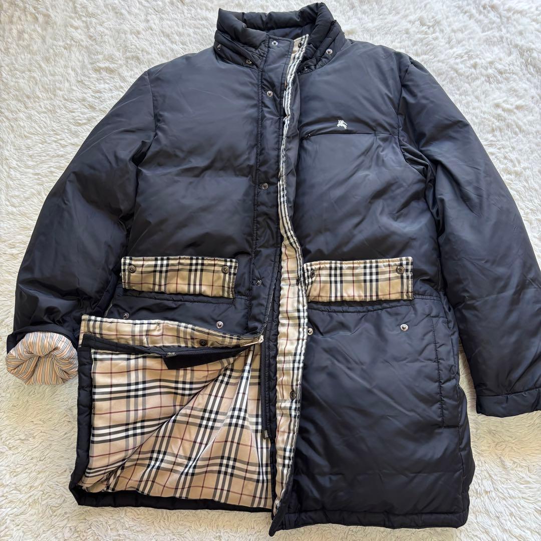 ✨バーバリーブラックレーベル ダウンジャケット　コートL 黒ホース刺繍