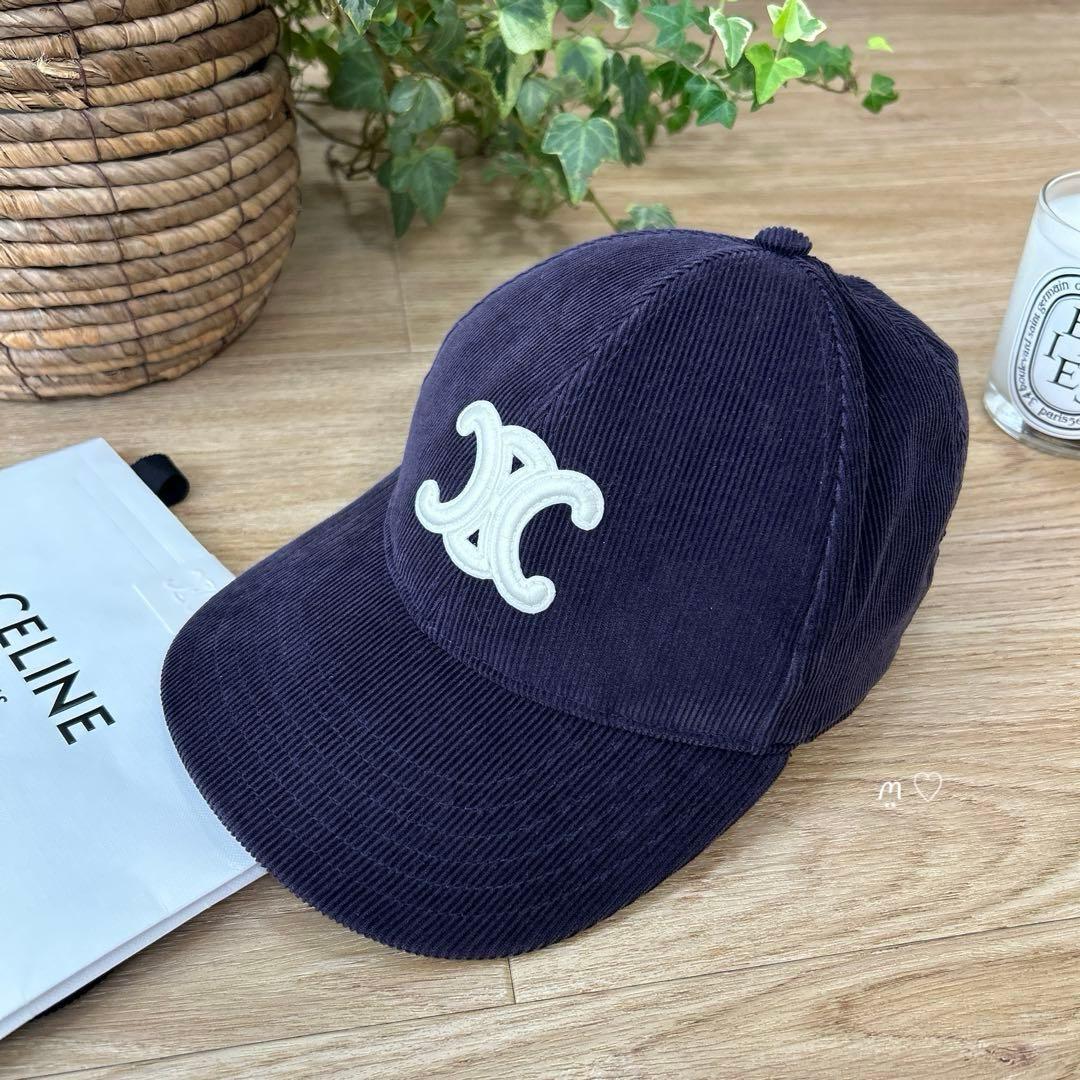 CELINEセリーヌ　コーデュロイ　トリオンフベースボールキャップ　S　帽子