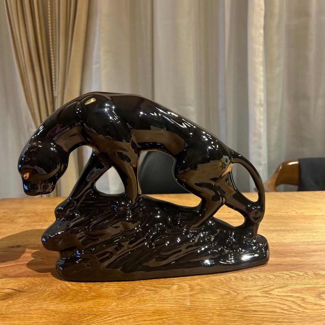 専用）★セラミック★黒豹★置物★ブラックパンサー★工芸品★インテリアヴィンテージ