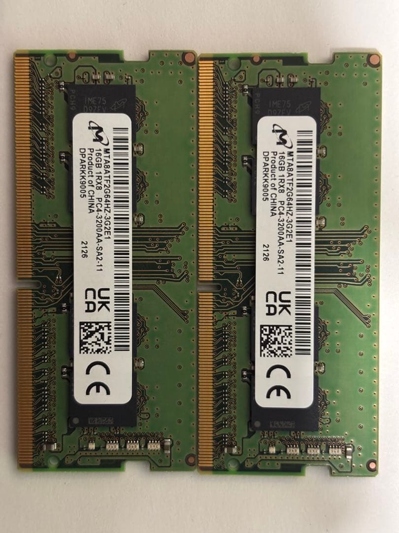 S*）様 PC4-3200AA DDR4 16GB×2 管理番号004